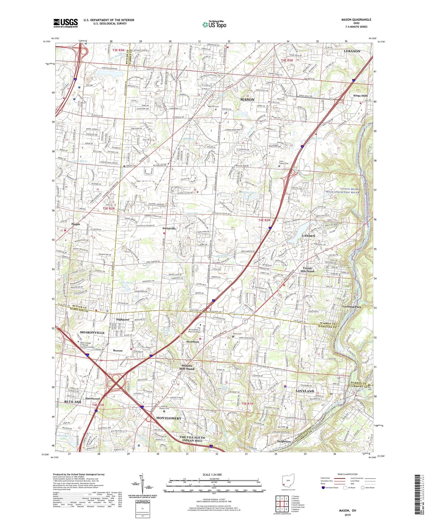 Mason Ohio US Topo Map Image