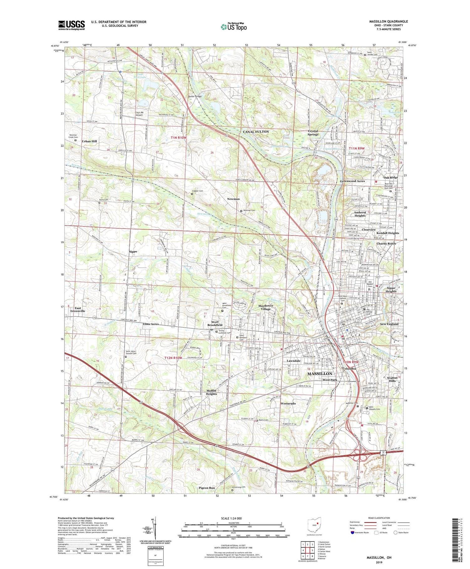 Massillon Ohio US Topo Map Image
