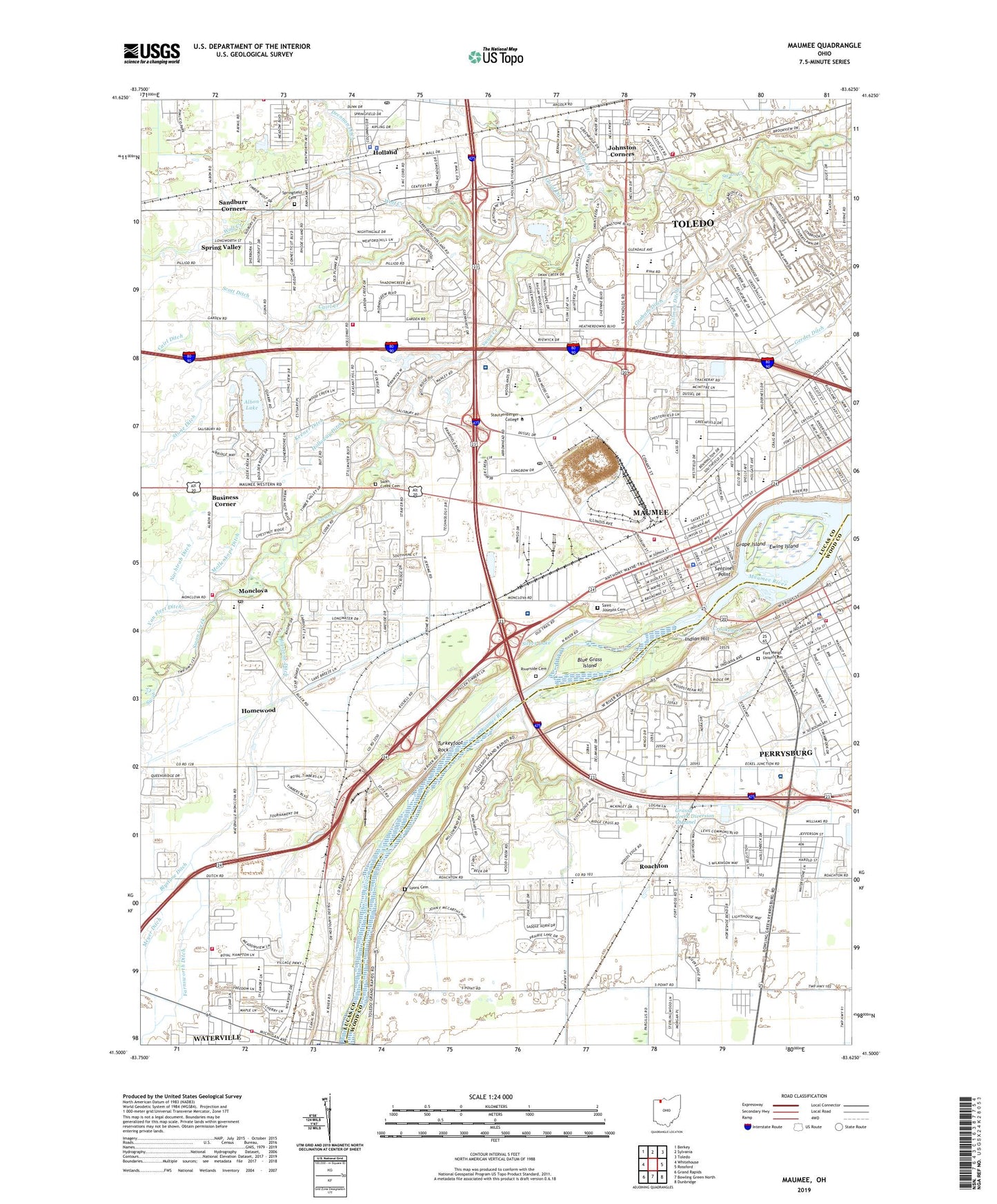 Maumee Ohio US Topo Map Image