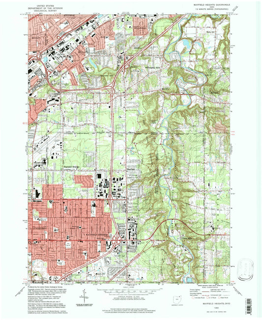 Classic USGS Mayfield Heights Ohio 7.5'x7.5' Topo Map Image