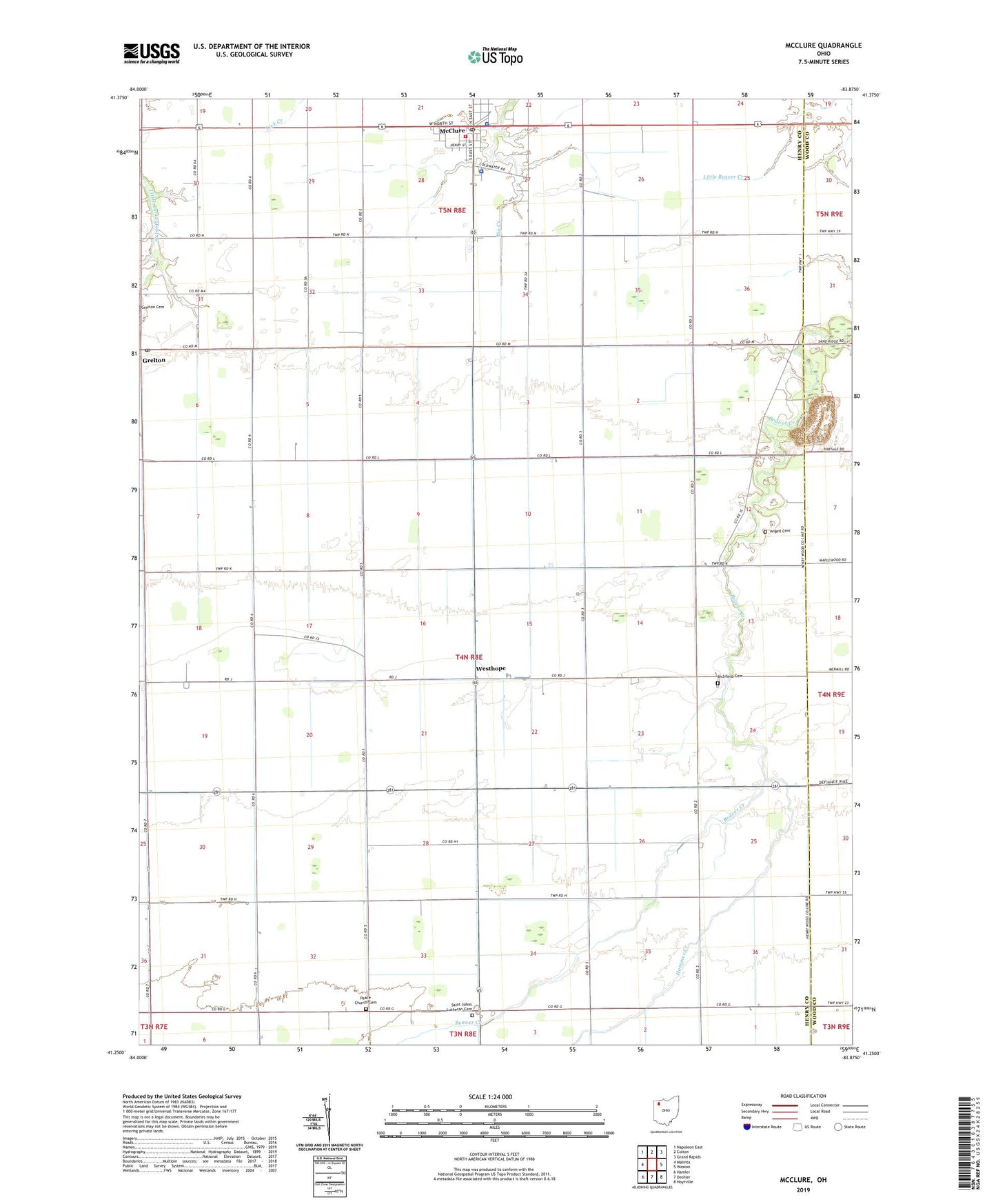 McClure Ohio US Topo Map Image