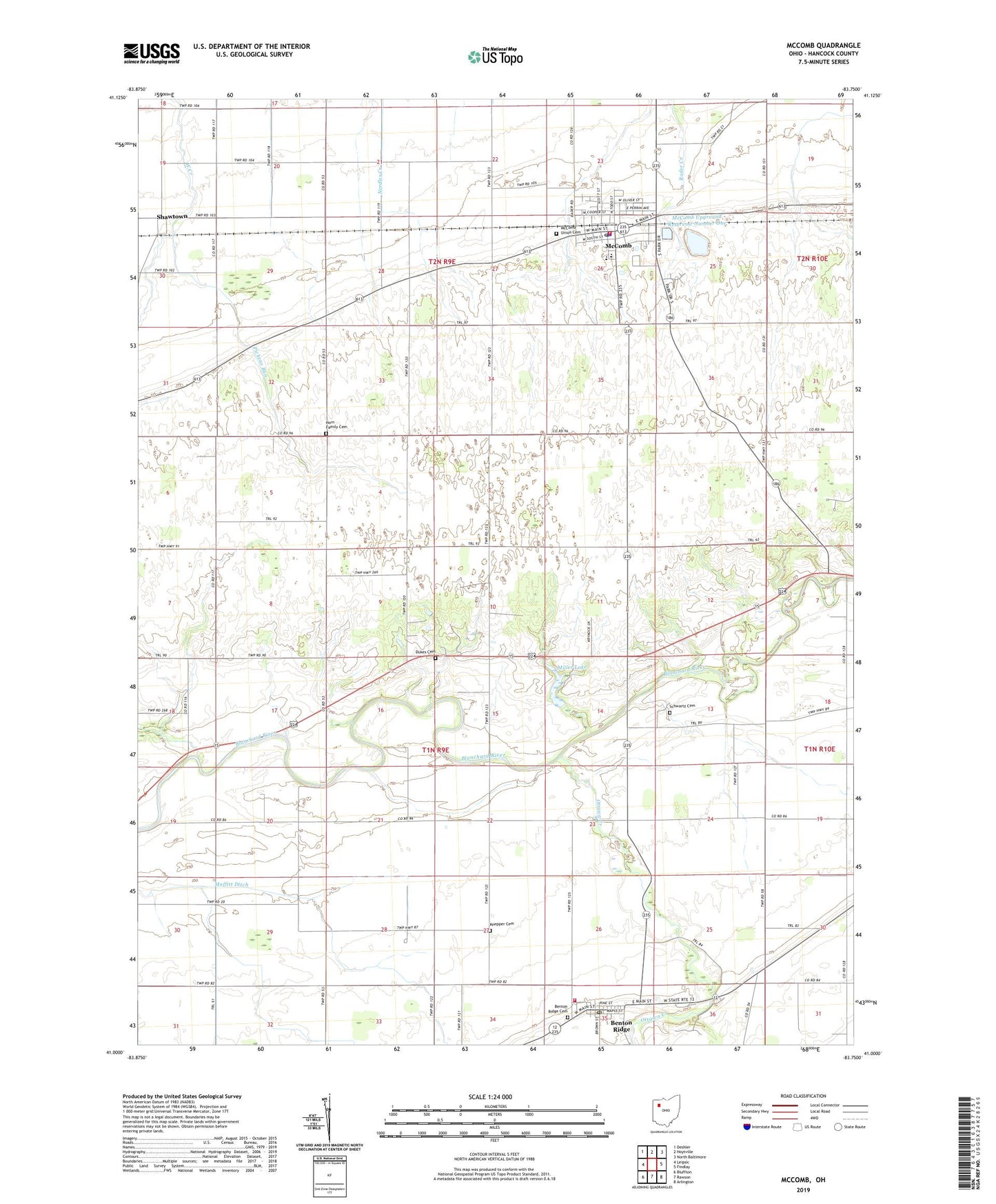 McComb Ohio US Topo Map Image
