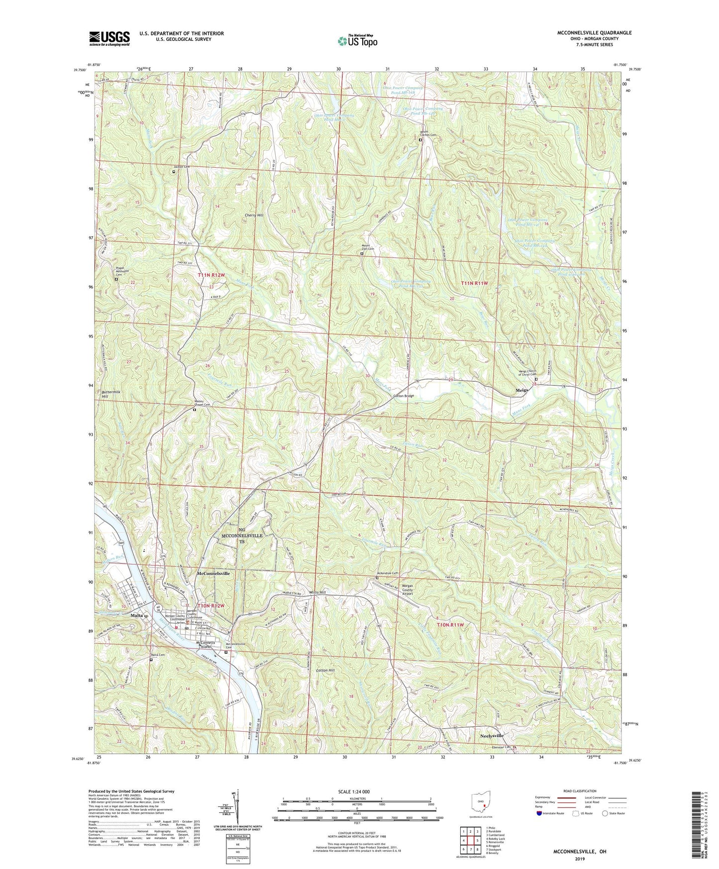 McConnelsville Ohio US Topo Map Image