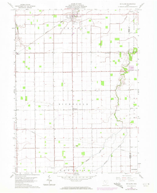 Classic USGS McClure Ohio 7.5'x7.5' Topo Map Image