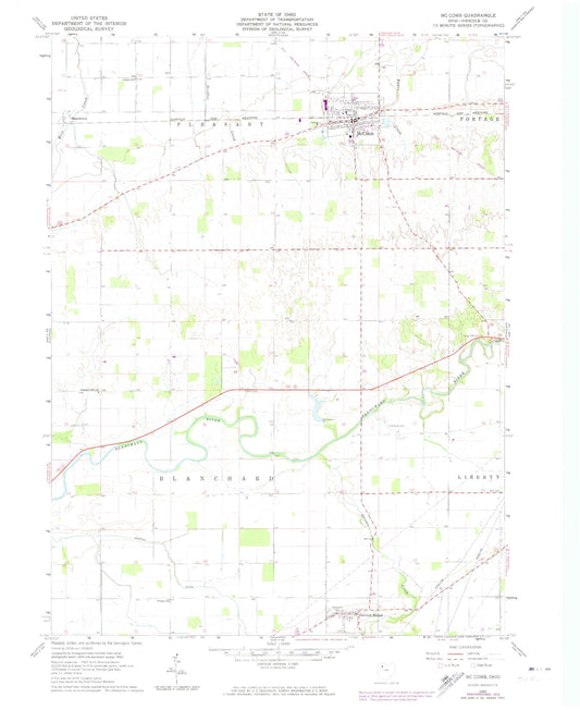 Classic USGS McComb Ohio 7.5'x7.5' Topo Map Image