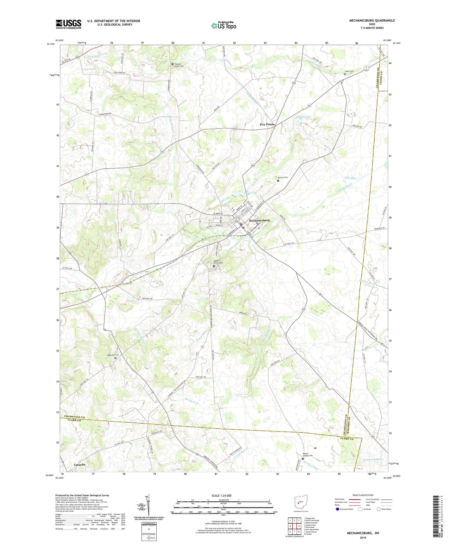 Mechanicsburg Ohio US Topo Map Image