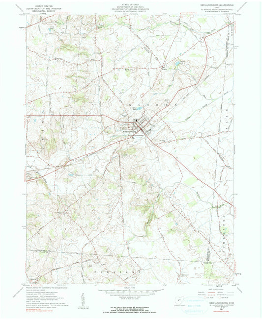 Classic USGS Mechanicsburg Ohio 7.5'x7.5' Topo Map Image