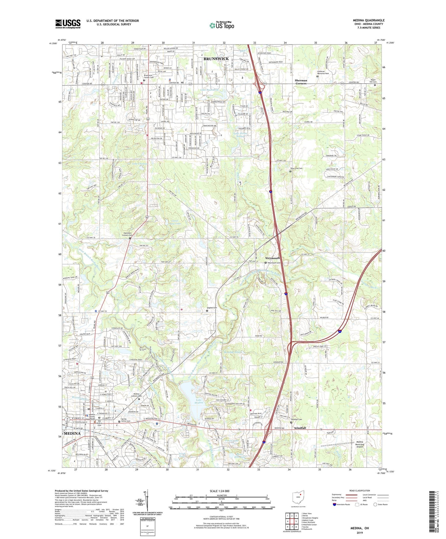 Medina Ohio US Topo Map Image