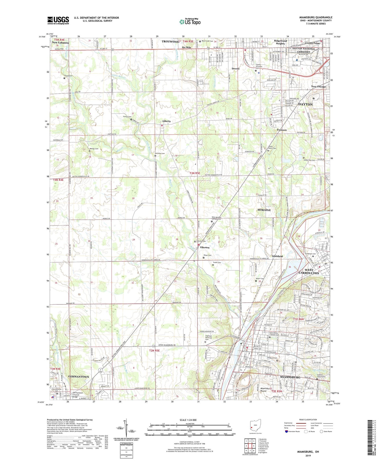 Miamisburg Ohio US Topo Map Image