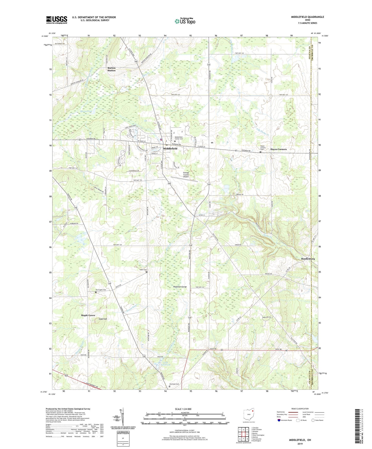 Middlefield Ohio US Topo Map Image