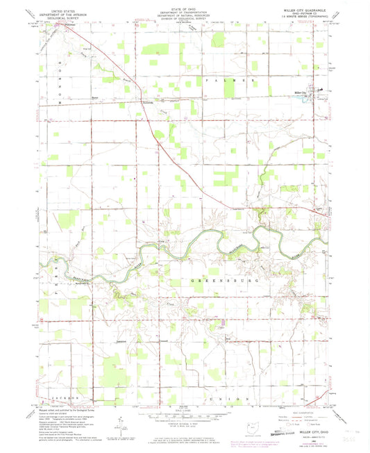 Classic USGS Miller City Ohio 7.5'x7.5' Topo Map Image