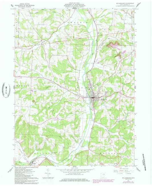 Classic USGS Millersburg Ohio 7.5'x7.5' Topo Map Image