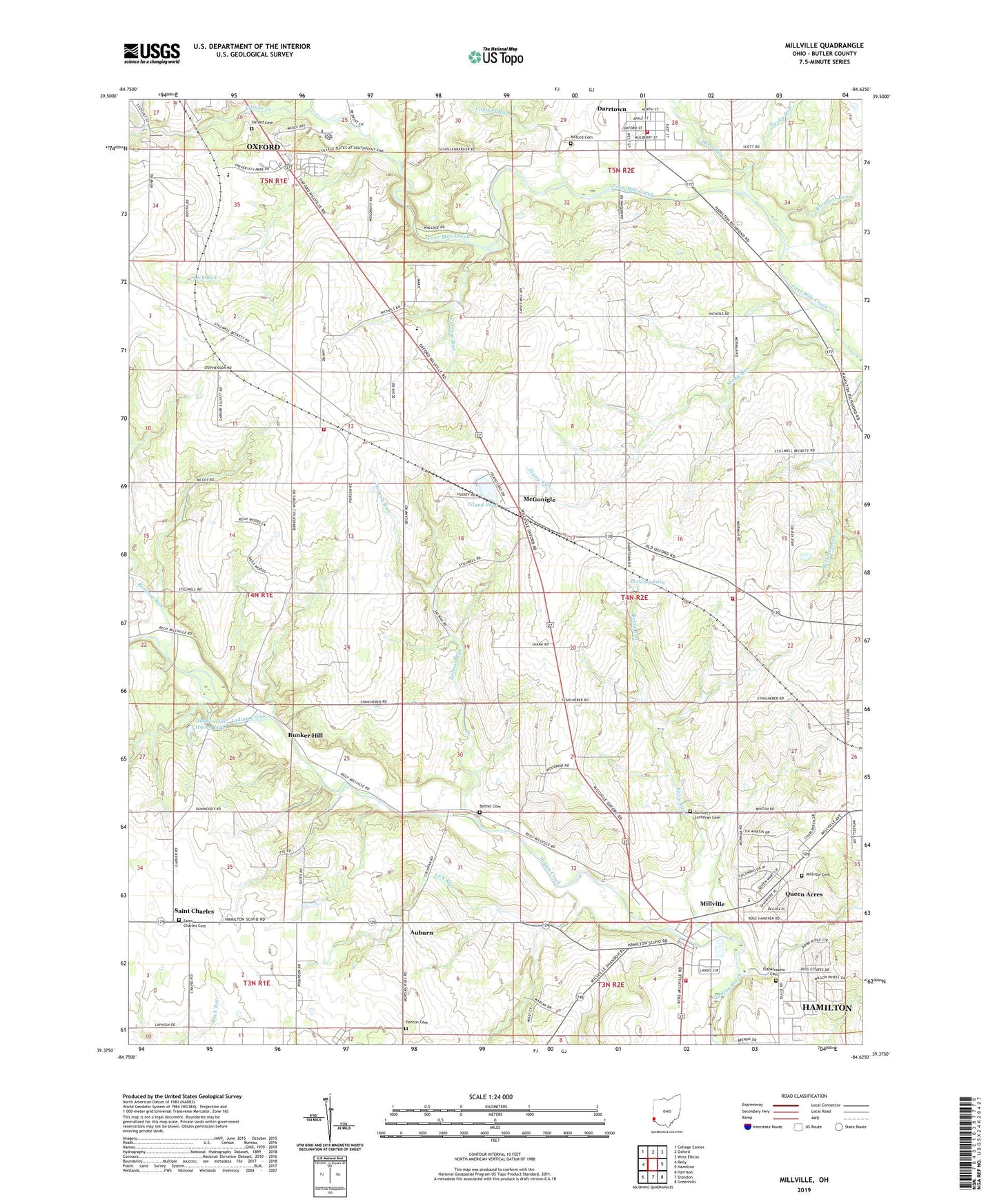Millville Ohio US Topo Map Image