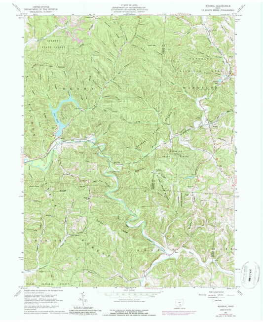 USGS Classic Mineral Ohio 7.5'x7.5' Topo Map Image