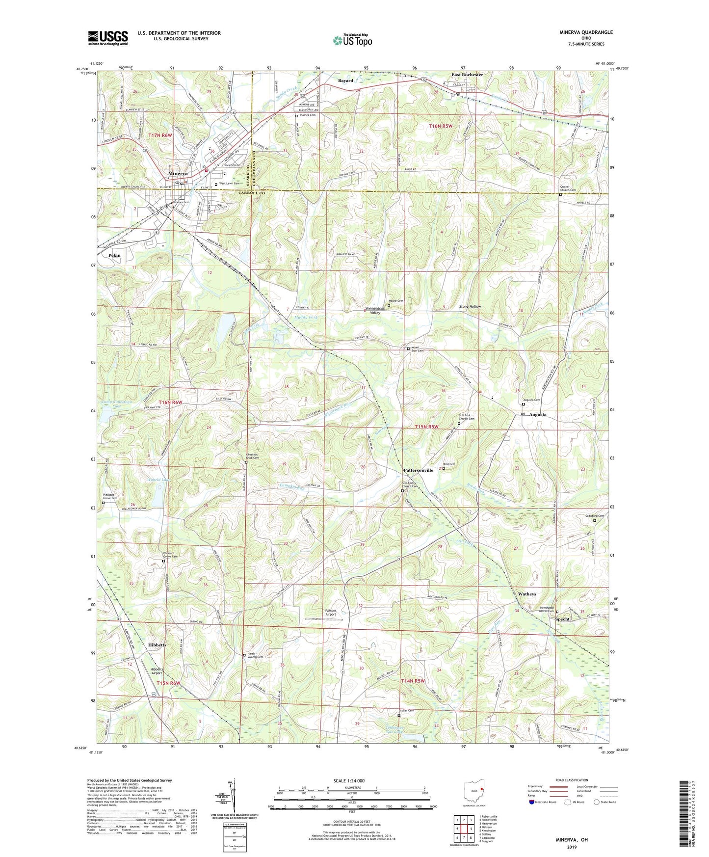 Minerva Ohio US Topo Map Image