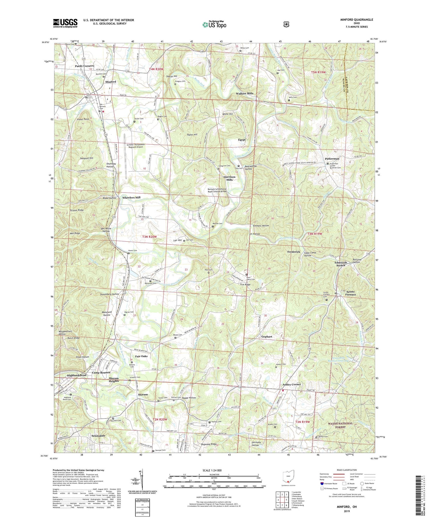 Minford Ohio US Topo Map Image