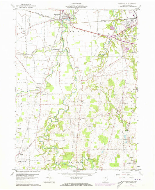 Classic USGS Monroeville Ohio 7.5'x7.5' Topo Map Image