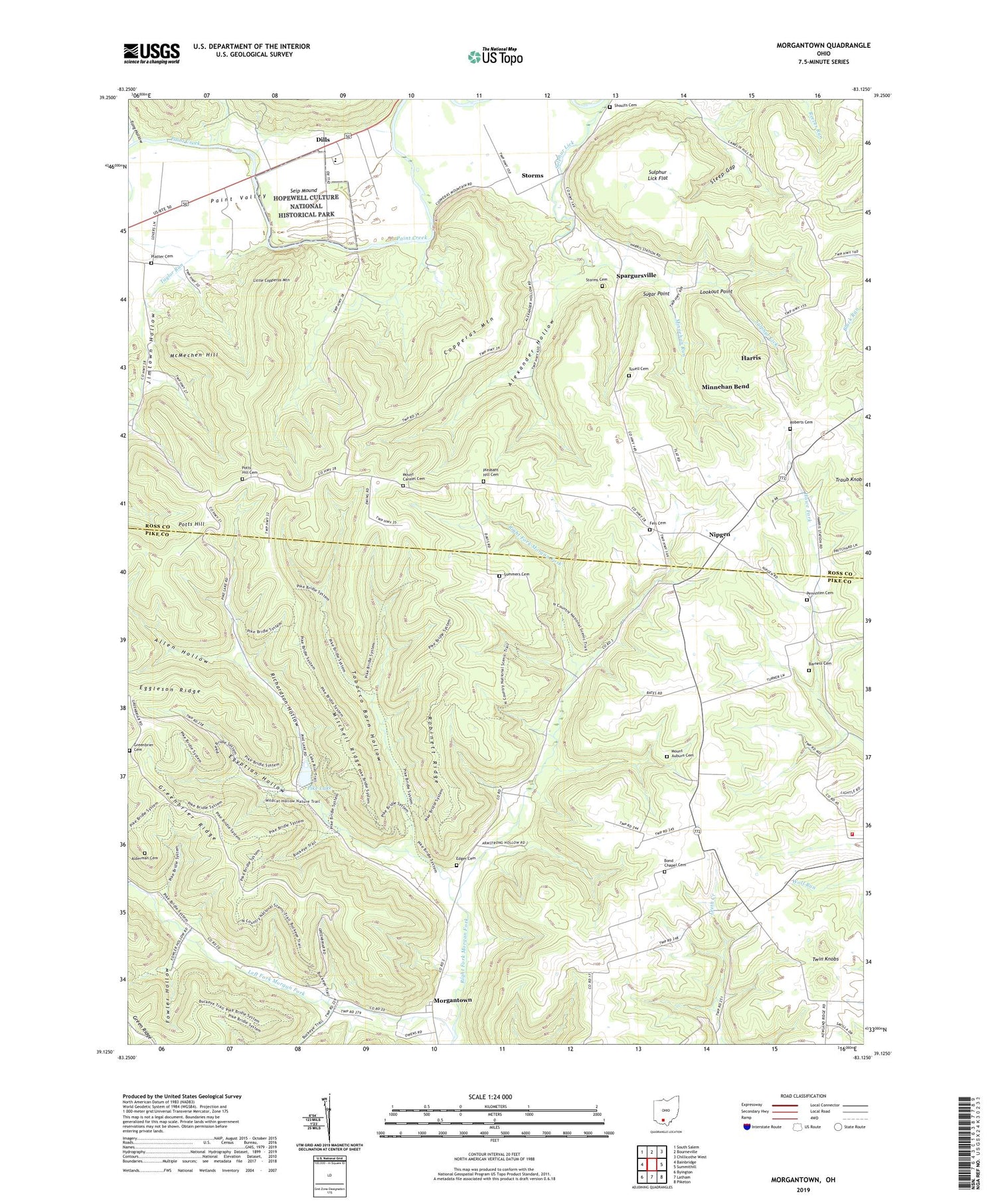 Morgantown Ohio US Topo Map Image