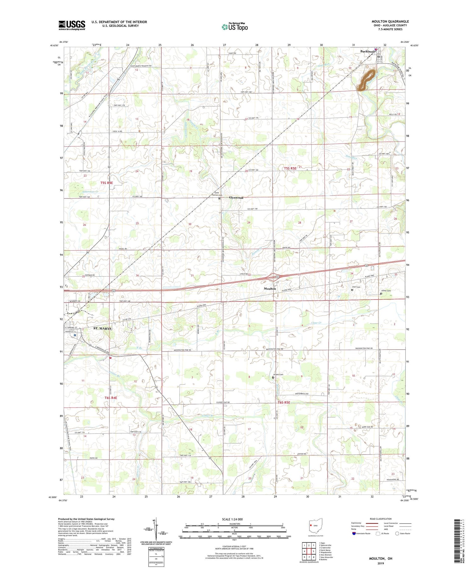Moulton Ohio US Topo Map Image