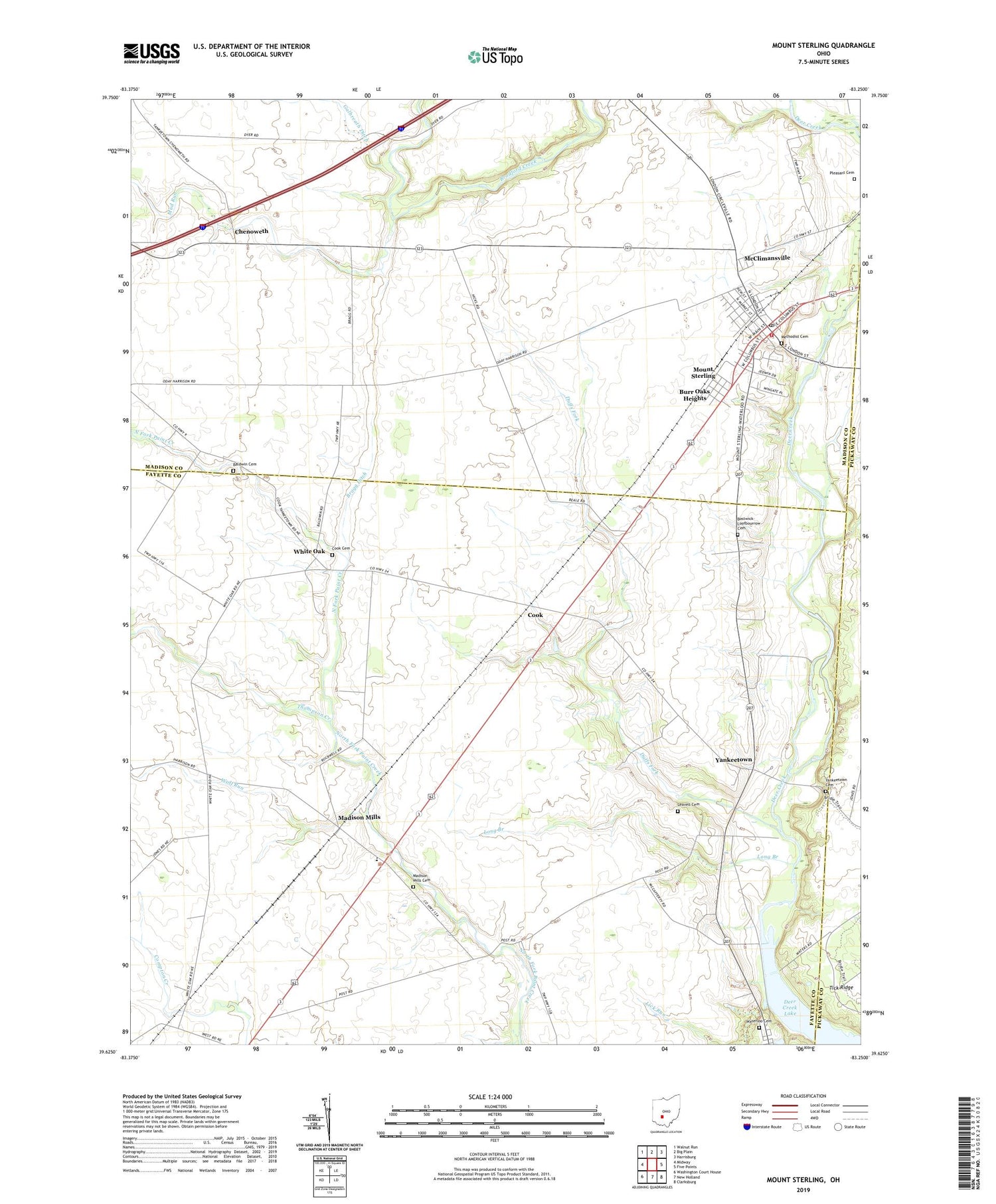 Mount Sterling Ohio US Topo Map Image