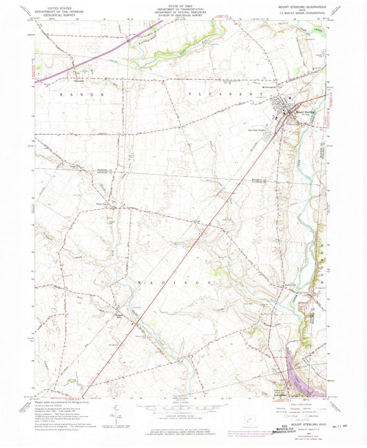Classic USGS Mount Sterling Ohio 7.5'x7.5' Topo Map Image