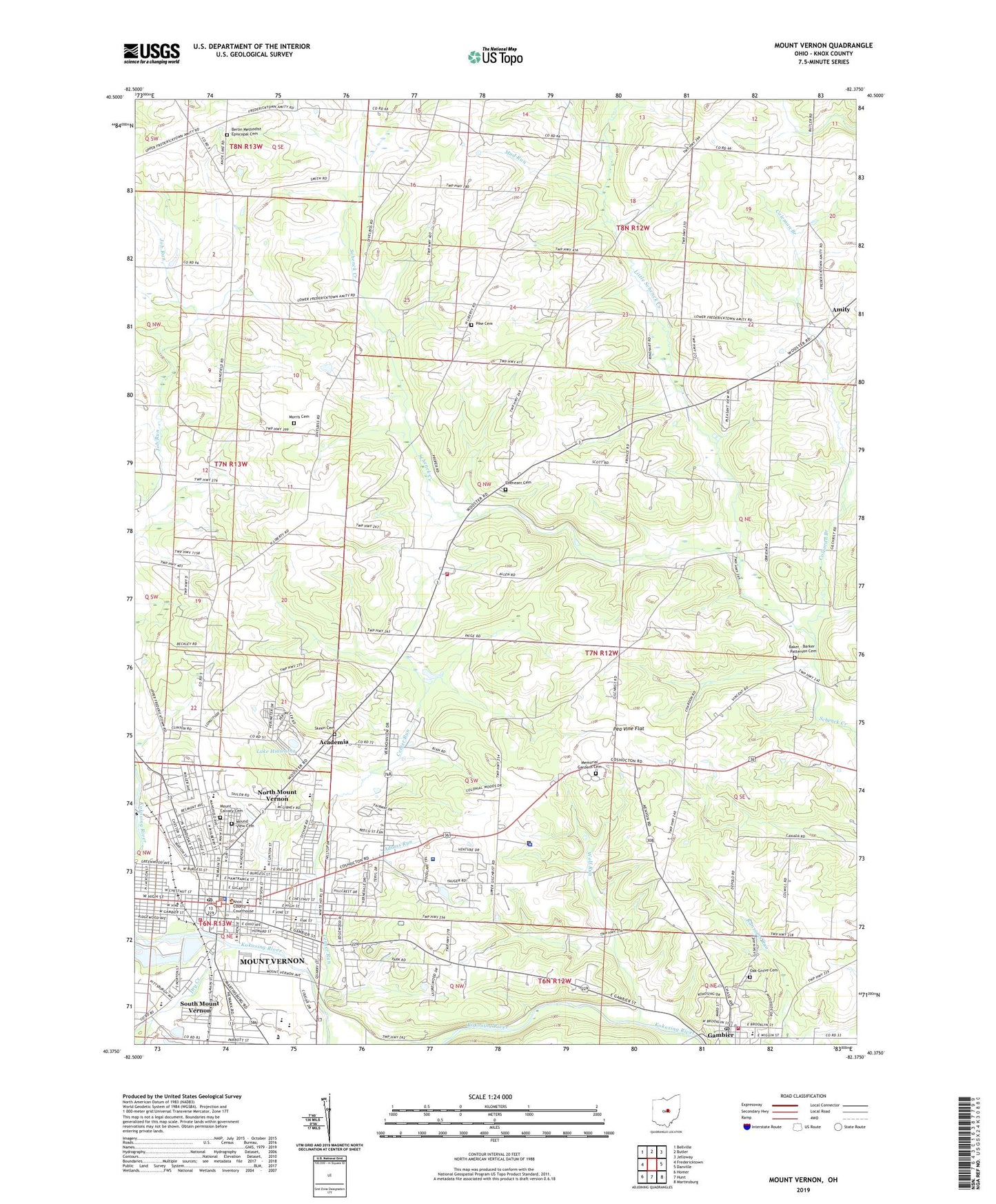 Mount Vernon Ohio US Topo Map Image