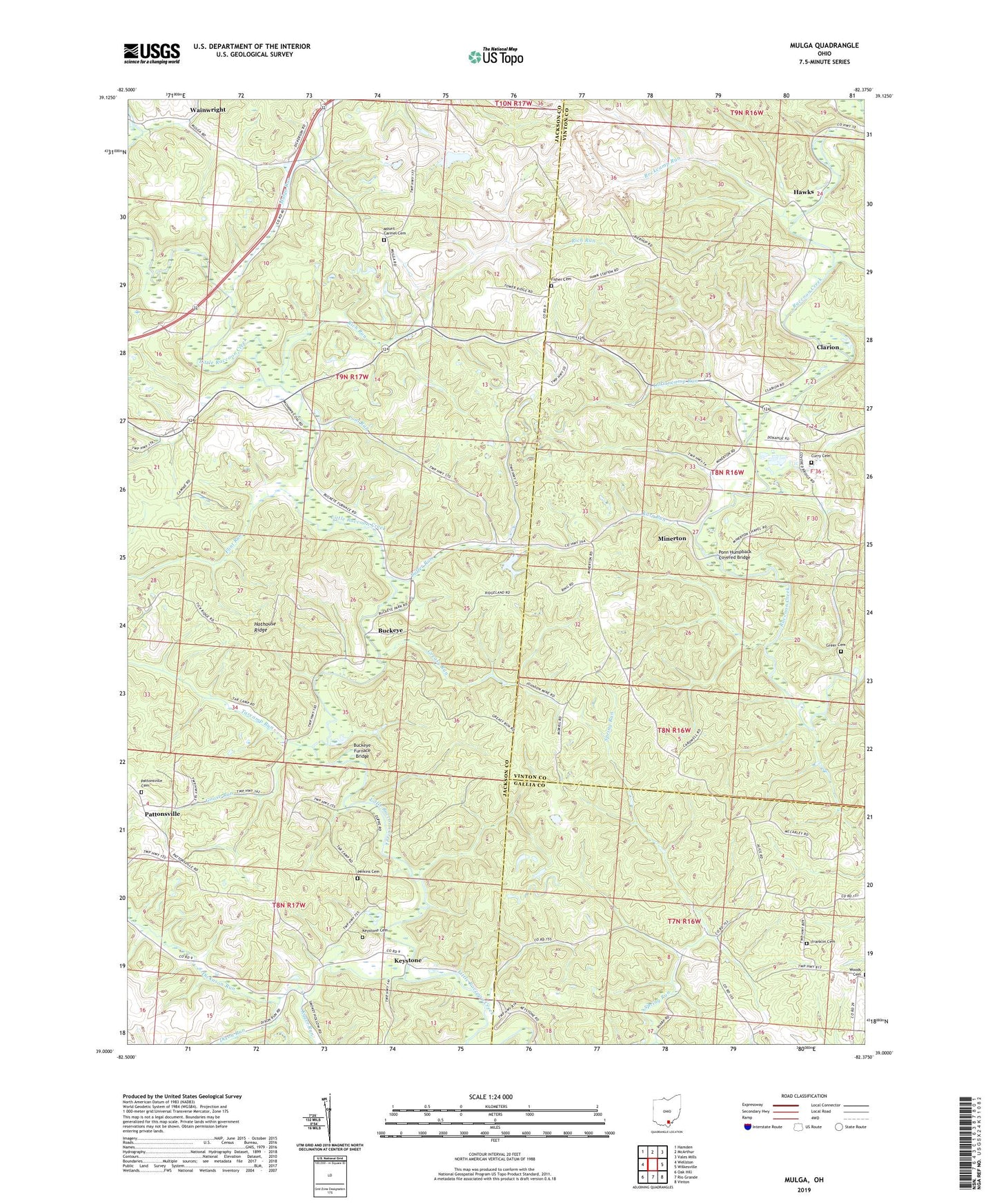 Mulga Ohio US Topo Map Image