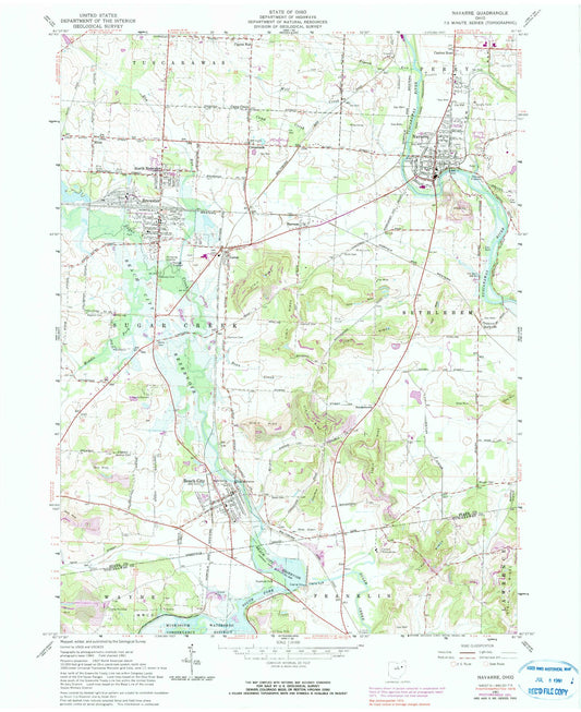 Classic USGS Navarre Ohio 7.5'x7.5' Topo Map Image
