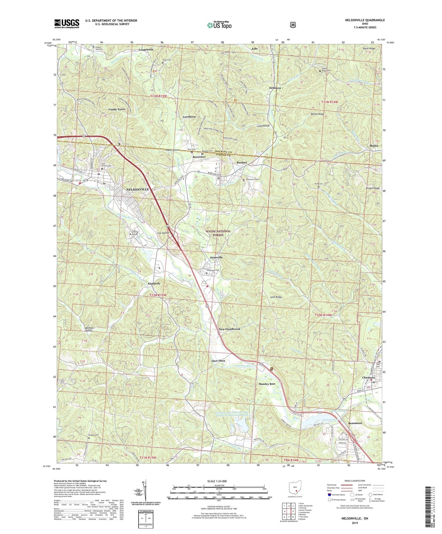 Nelsonville Ohio US Topo Map Image