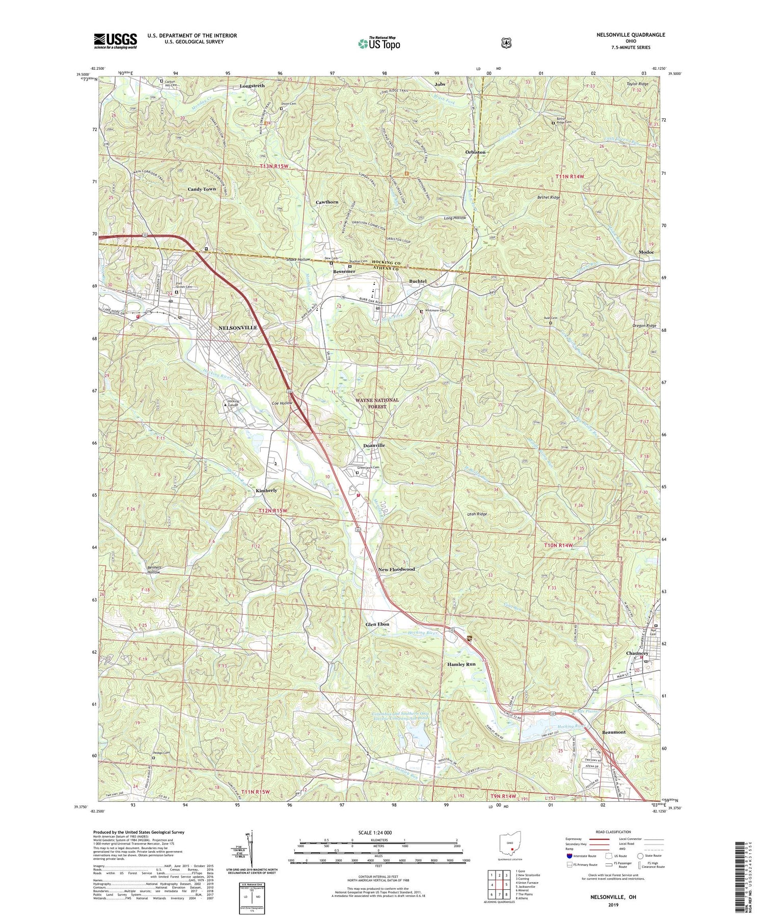 Nelsonville Ohio US Topo Map Image