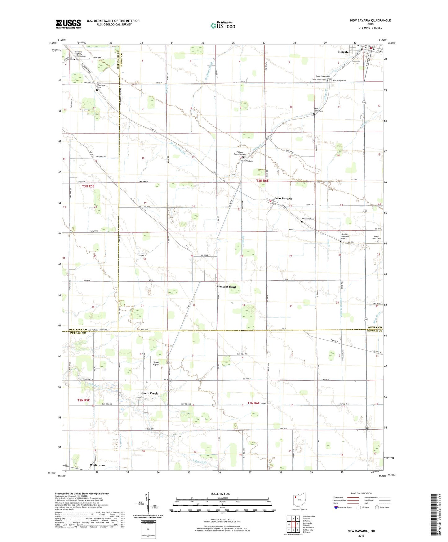New Bavaria Ohio US Topo Map Image