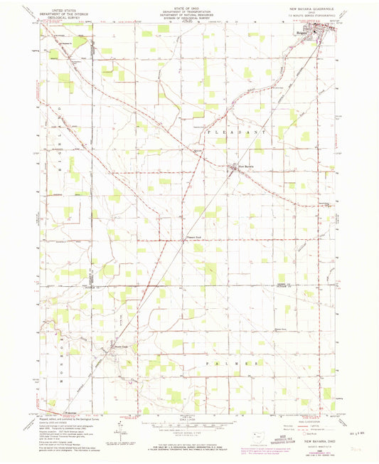 Classic USGS New Bavaria Ohio 7.5'x7.5' Topo Map Image