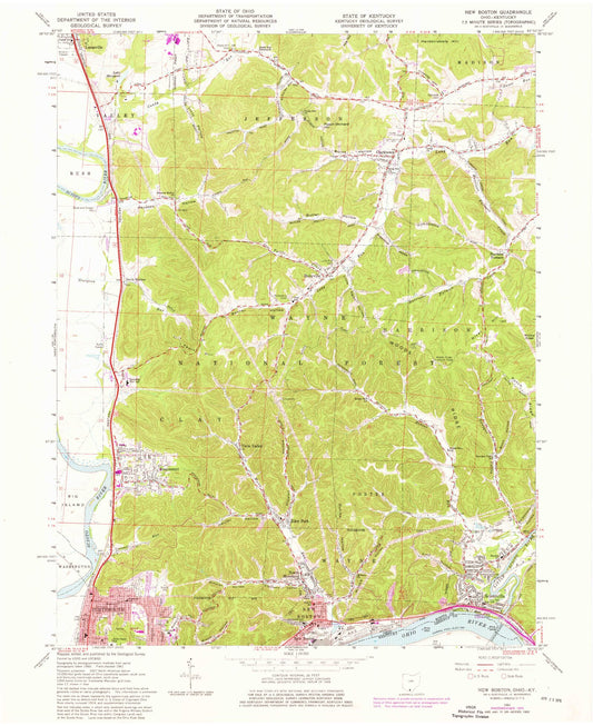 Classic USGS New Boston Ohio 7.5'x7.5' Topo Map Image