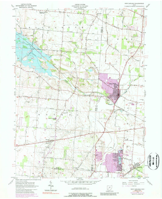 Classic USGS New Carlisle Ohio 7.5'x7.5' Topo Map Image