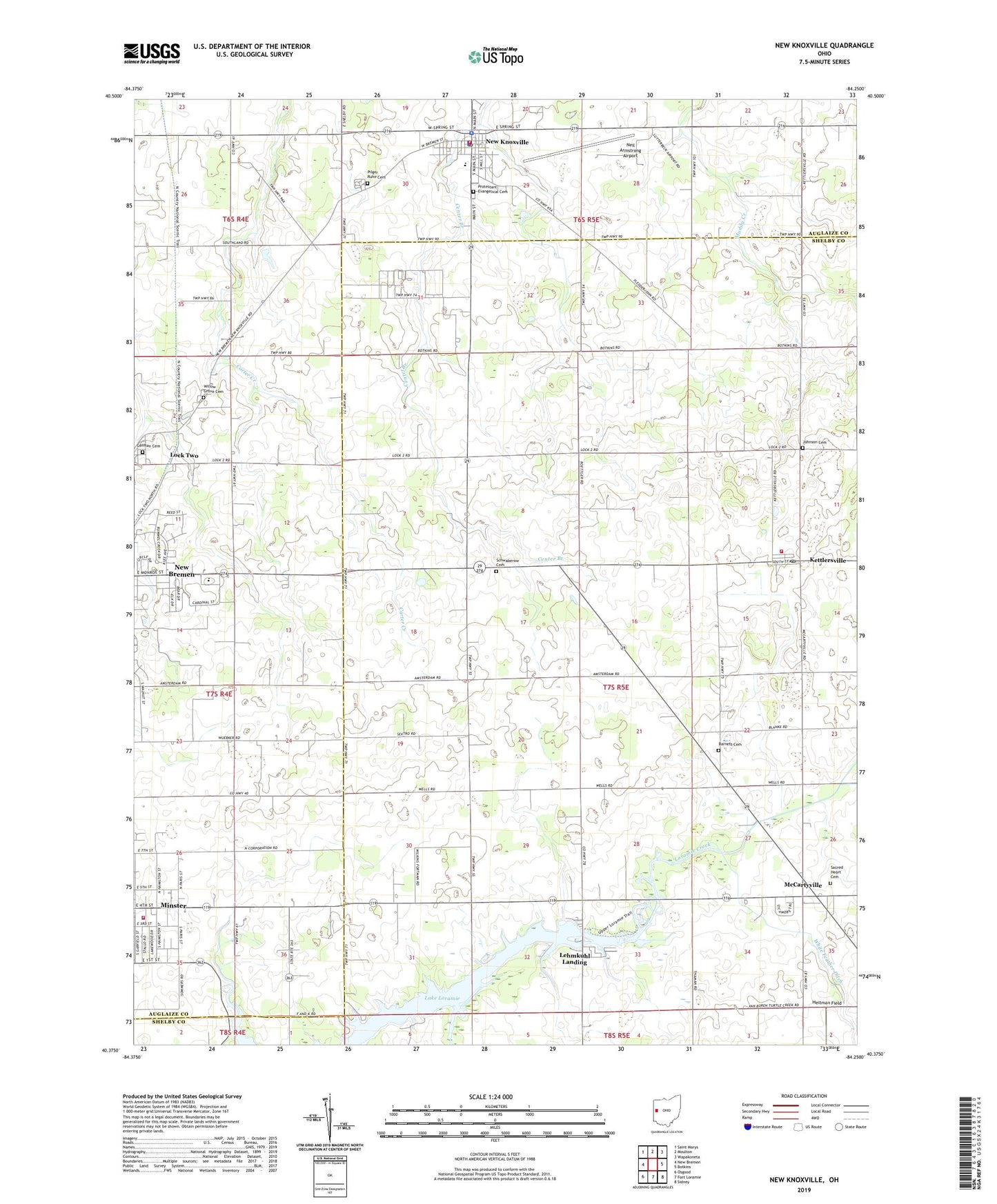 New Knoxville Ohio US Topo Map Image