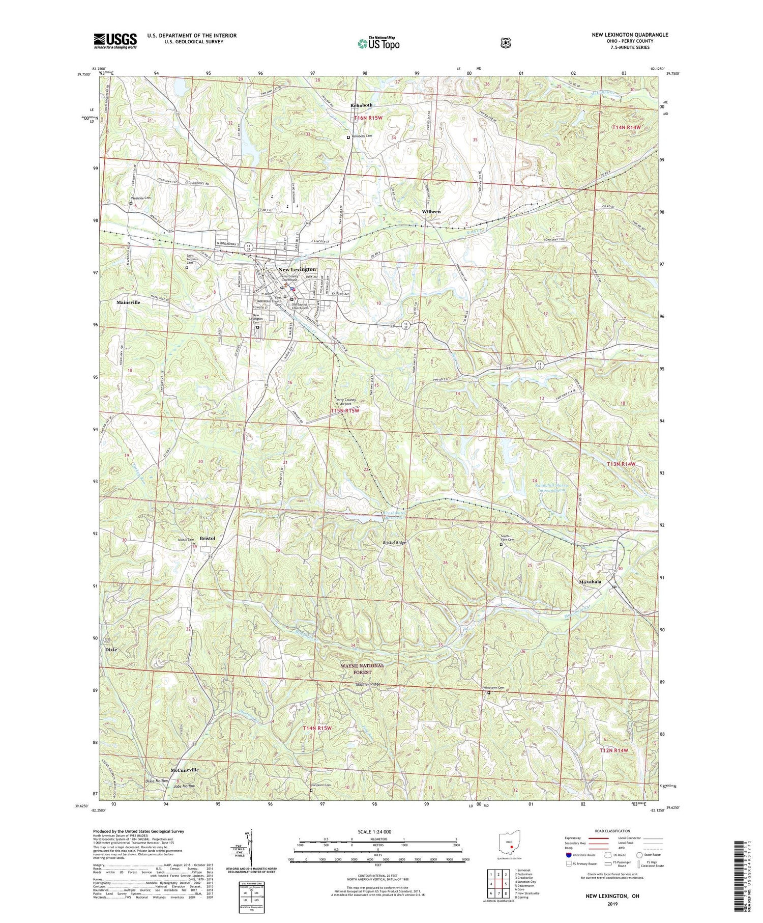 New Lexington Ohio US Topo Map Image