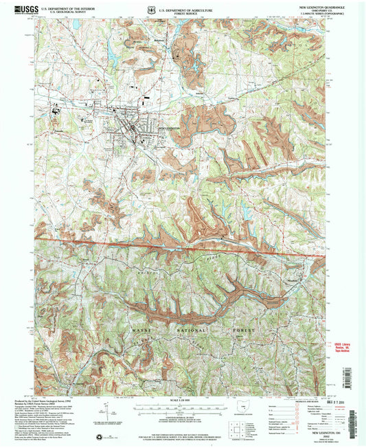 Classic USGS New Lexington Ohio 7.5'x7.5' Topo Map Image