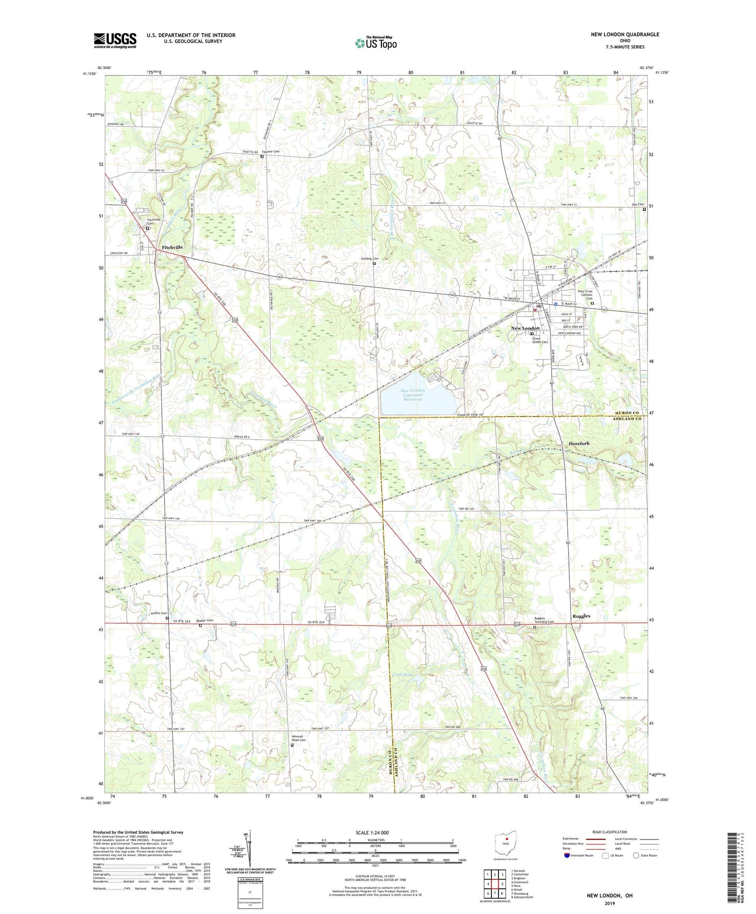 New London Ohio US Topo Map Image