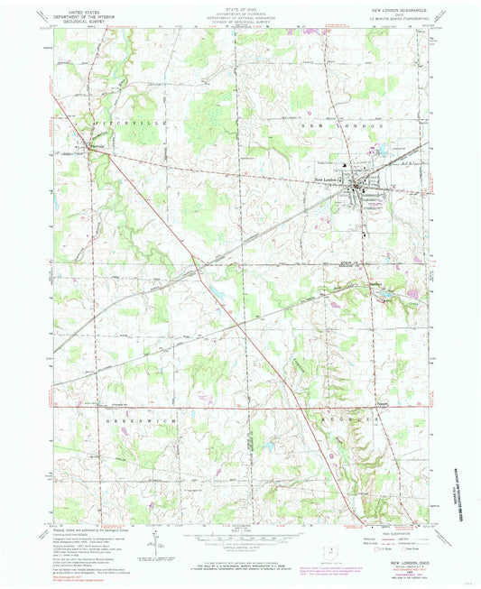 Classic USGS New London Ohio 7.5'x7.5' Topo Map Image
