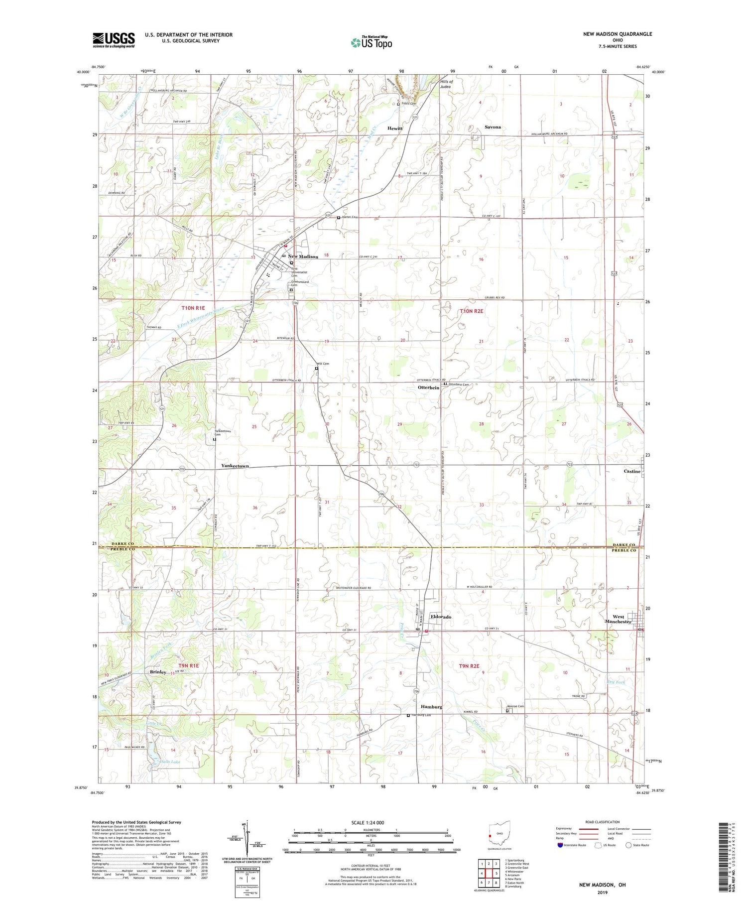 New Madison Ohio US Topo Map Image