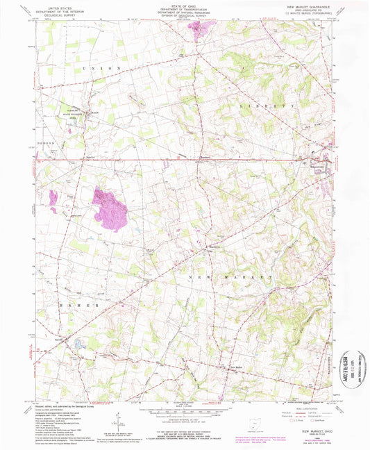 Classic USGS New Market Ohio 7.5'x7.5' Topo Map Image