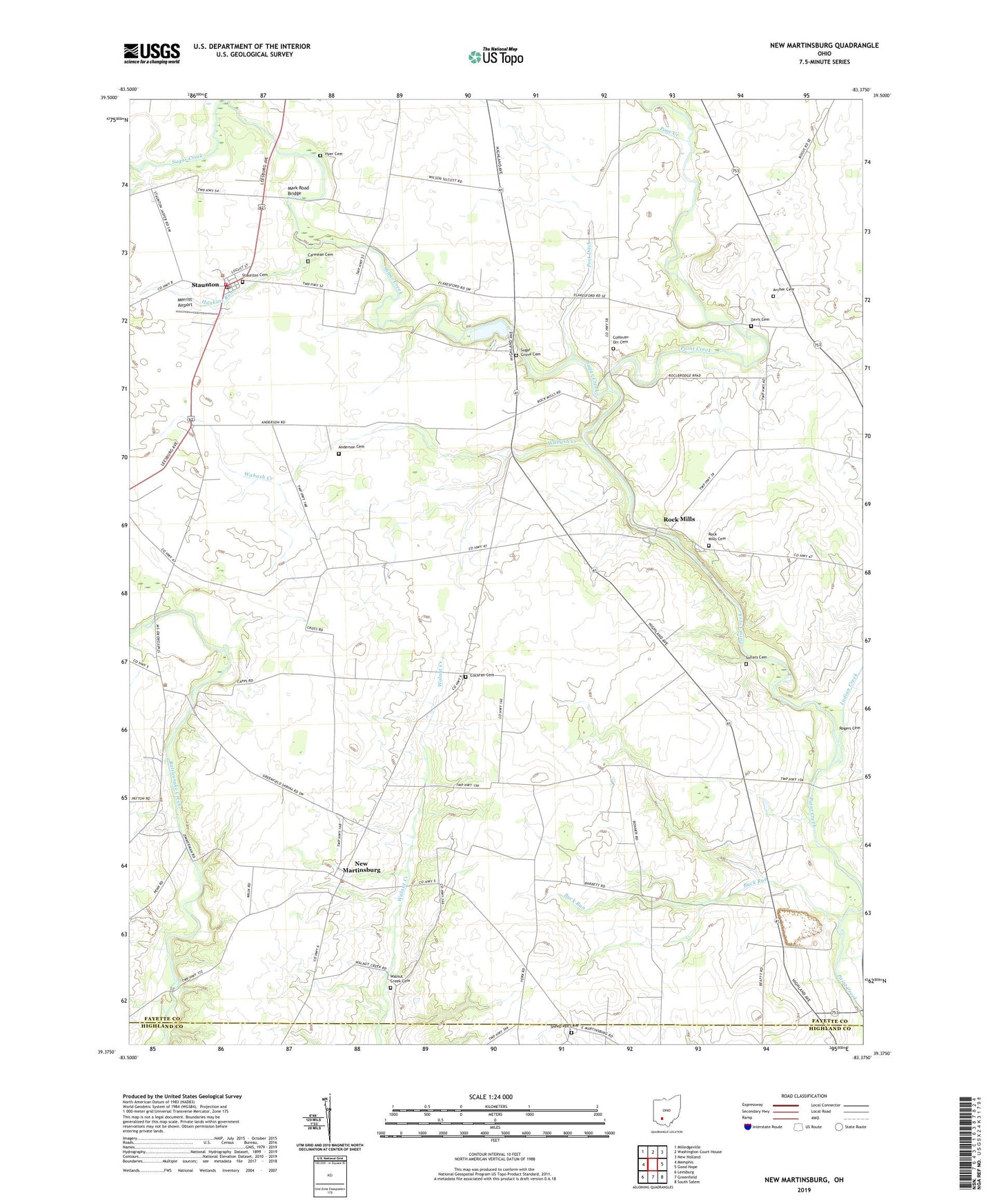 New Martinsburg Ohio US Topo Map Image