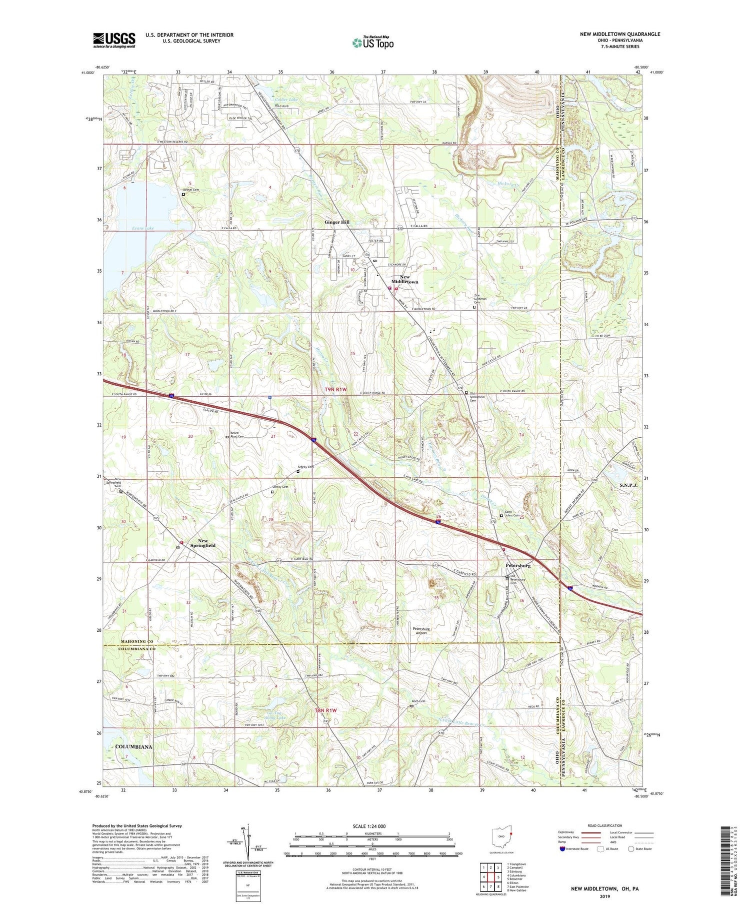 New Middletown Ohio US Topo Map Image