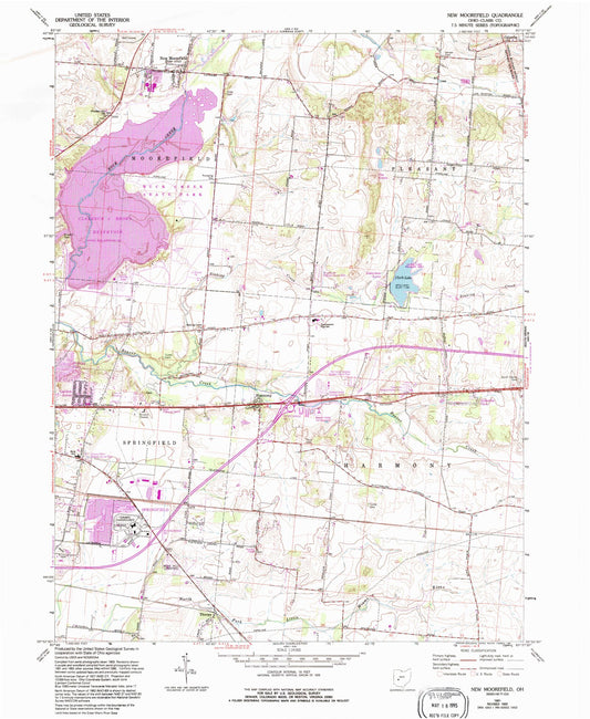 Classic USGS New Moorefield Ohio 7.5'x7.5' Topo Map Image