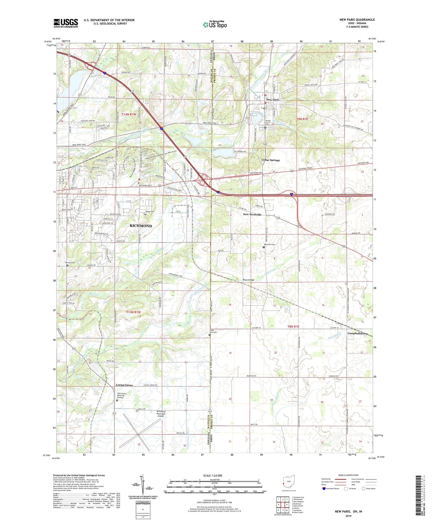 New Paris Ohio US Topo Map Image