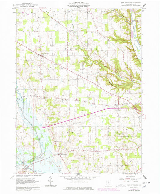 Classic USGS New Pittsburg Ohio 7.5'x7.5' Topo Map Image