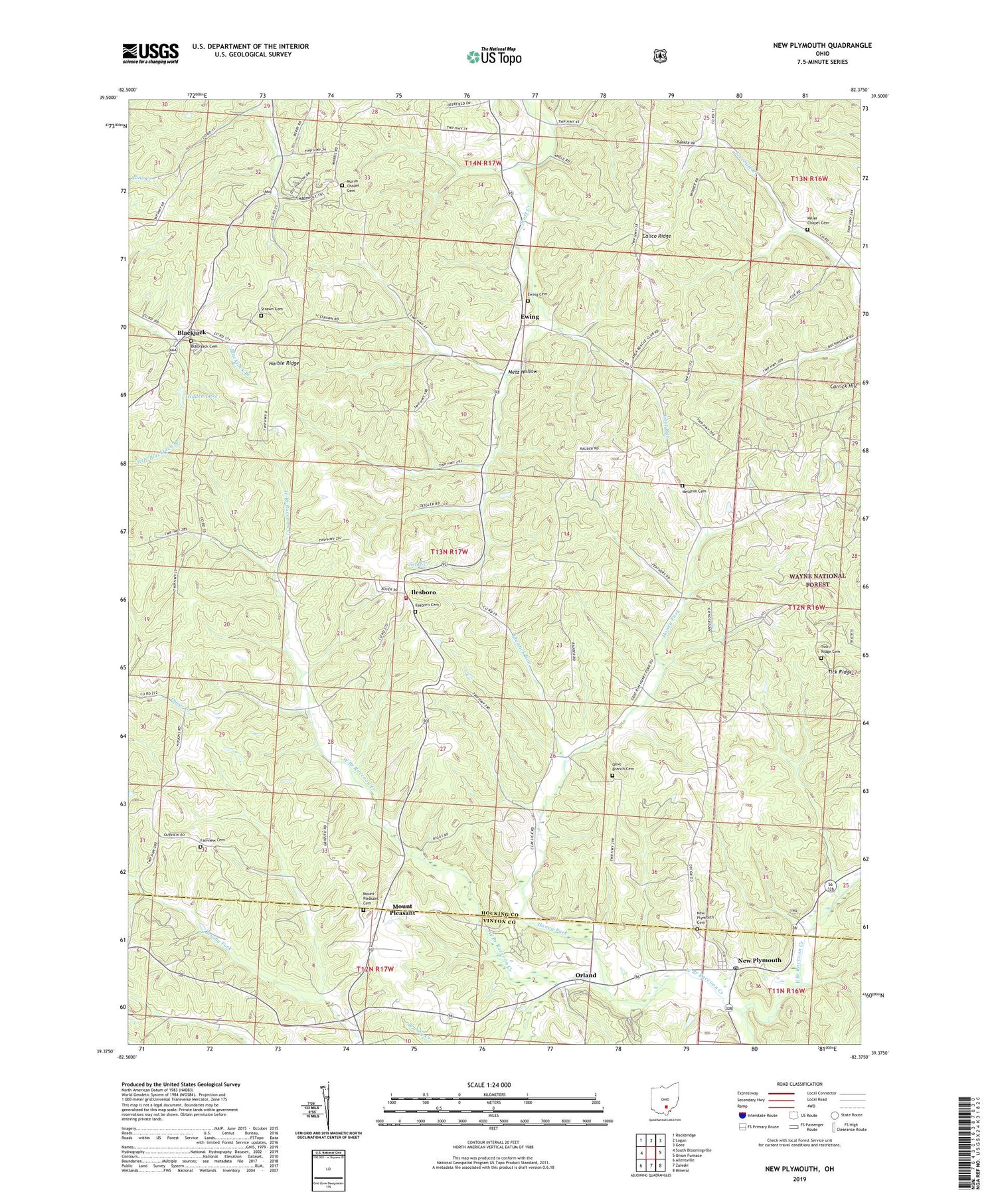 New Plymouth Ohio US Topo Map Image