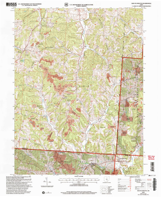 Classic USGS New Plymouth Ohio 7.5'x7.5' Topo Map Image