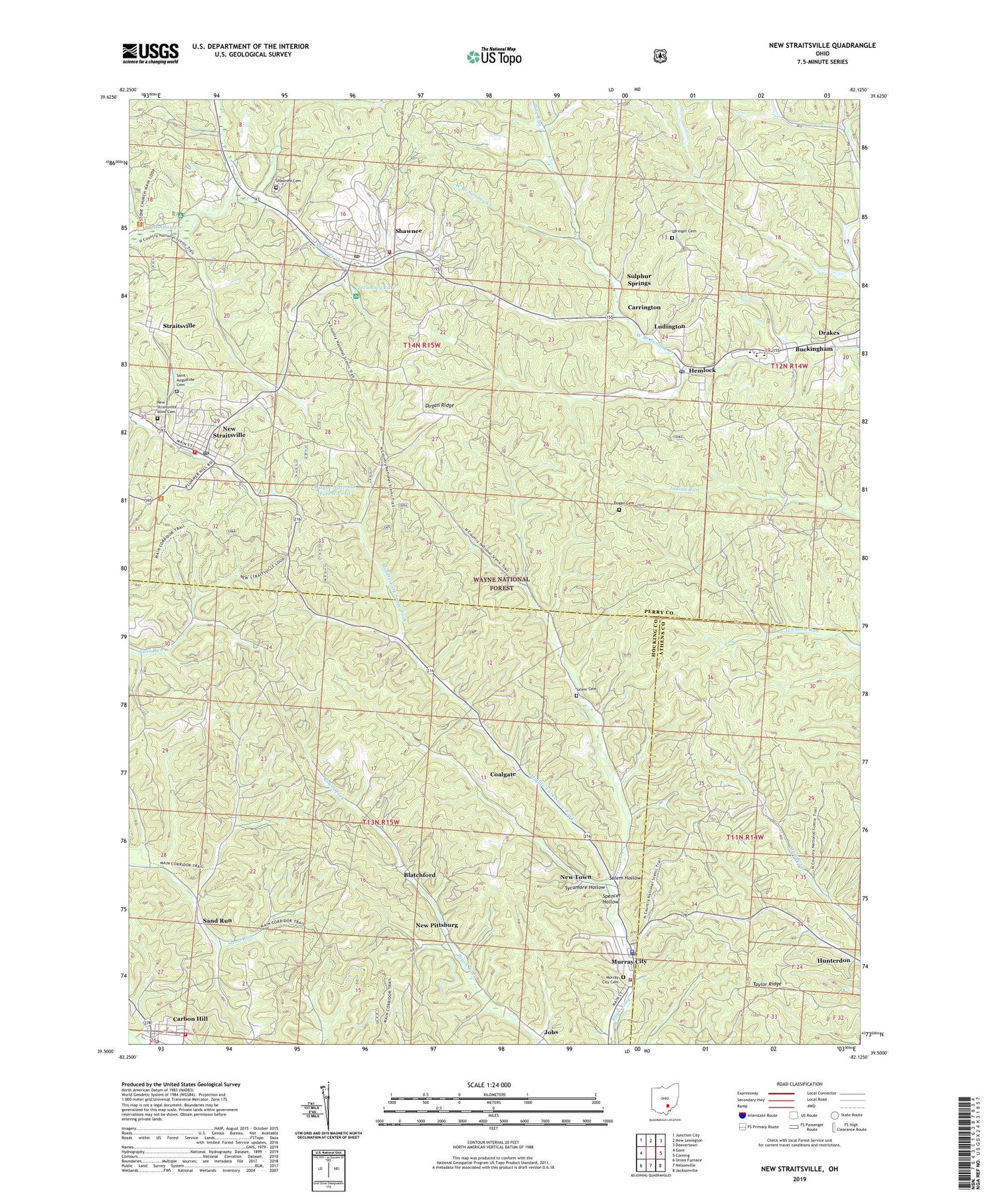 New Straitsville Ohio US Topo Map Image