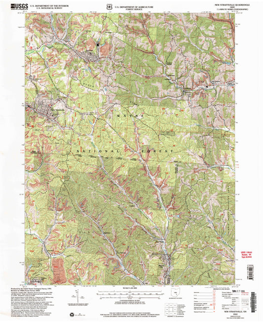 Classic USGS New Straitsville Ohio 7.5'x7.5' Topo Map Image
